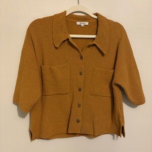 Madewell Camel Cropped Boxy Cardigan Sweater Boho Normcore Oversized S Small